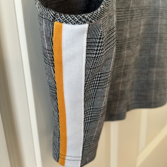 Glen Plaid Crop Tank with Rounded Neckline and Side Racer Stripe. - Picture 2 of 5